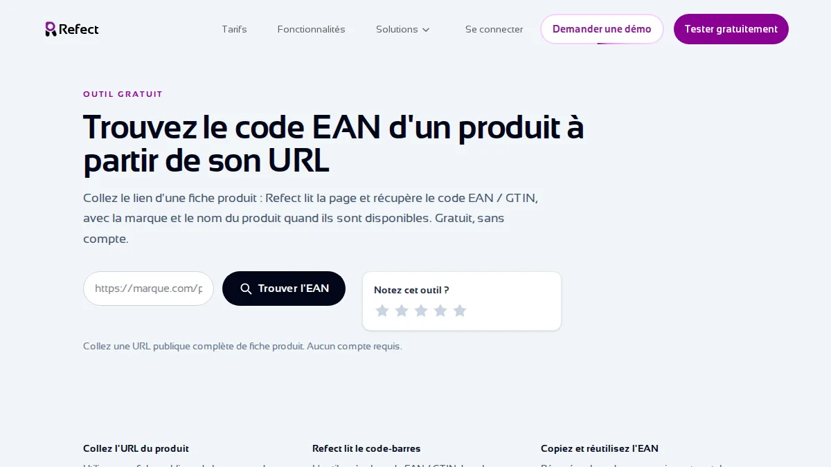Outil gratuit Refect de recherche de code EAN